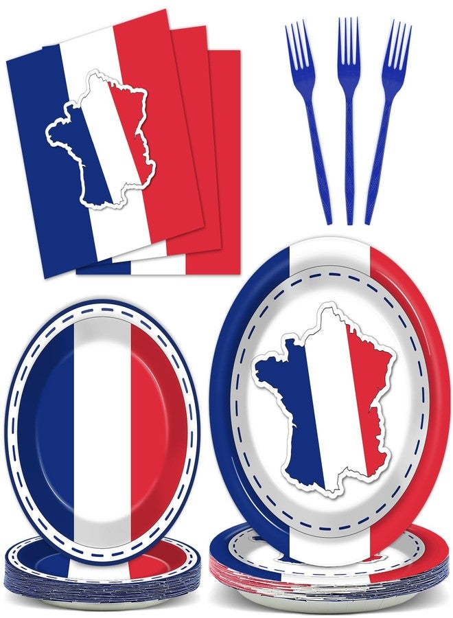 gisgfim 96Pcs France French Flag Party Supplies Paper Plates Napkins France Flag Party Tableware Set National Theme Party Decorations Favors for French Family Gathering Birthday Dining Serves 24 - Image 1